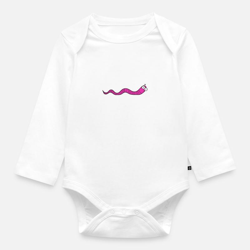 Ver de terre - Body Bébé bio manches longues - blanc