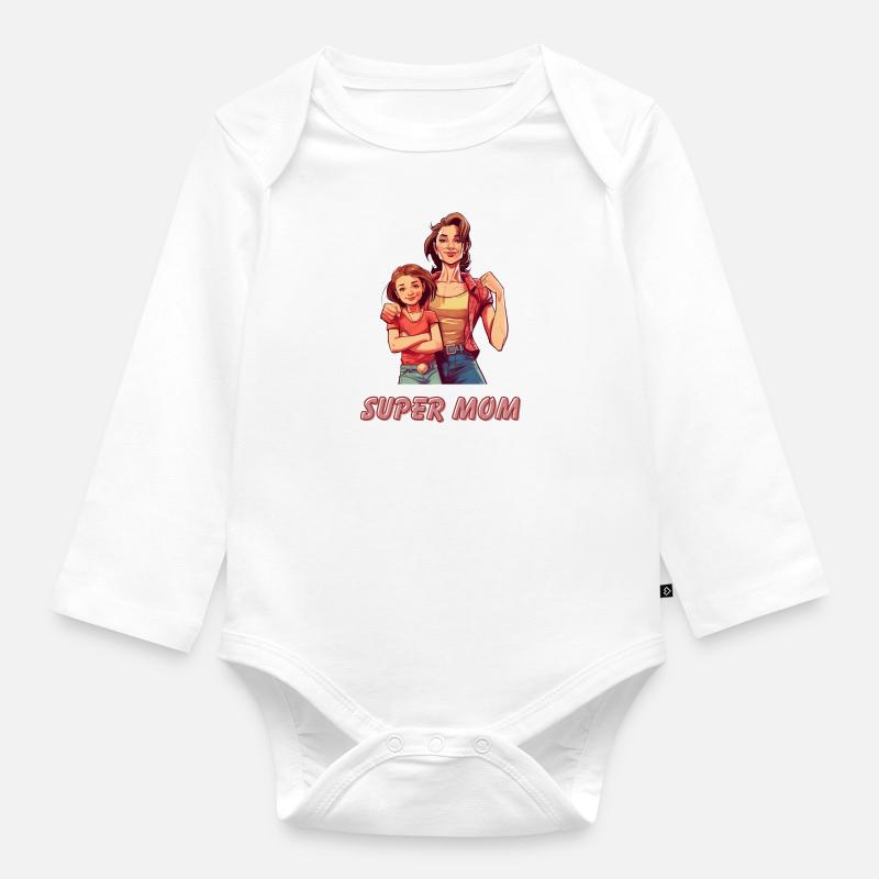 Super Mom - Baby Bio-Langarm-Body - Weiß