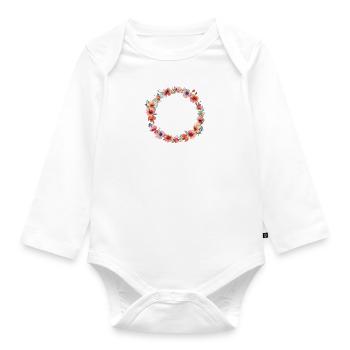Personalisierbarer Blumen, Kreis, bunt - Baby Bio-Langarm-Body - Weiß - Vorne