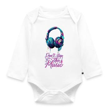 Headphones don't stop the music cool colors - Organic Longsleeve Baby Bodysuit - white - Front