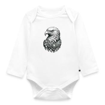 Adler Kopf Grafik - Baby Bio-Langarm-Body - Weiß - Vorne