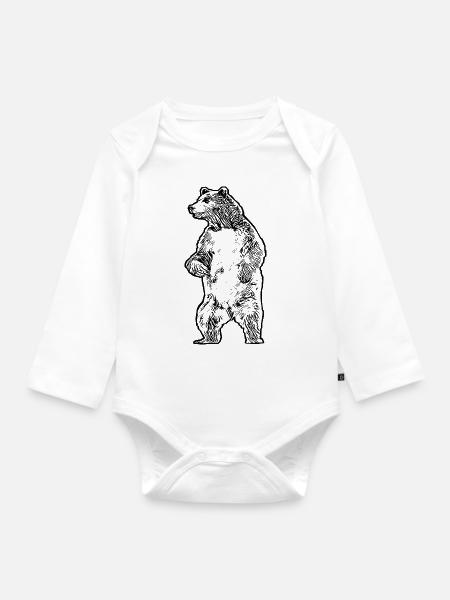 Bär - Baby Bio-Langarm-Body - Weiß