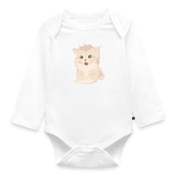Cute cat as illustration - Organic Longsleeve Baby Bodysuit - white - Front