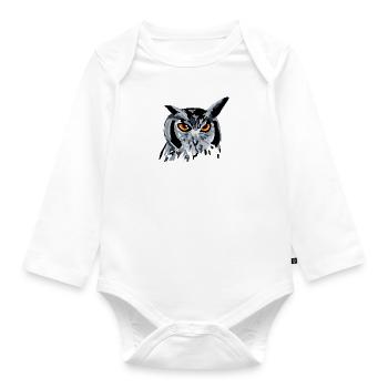 Gufo Gufo Uccello Gufo - Body ecologico per neonato a manica lunga - bianco - Fronte