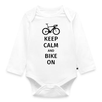 keep calm and bike on - Organic Longsleeve Baby Bodysuit - white - Front