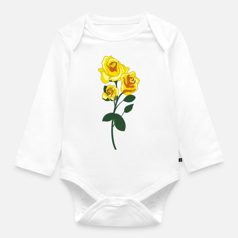 rose jaune - Body Bébé bio manches longues - blanc