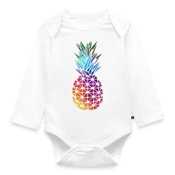 Rainbow pineapple - Organic Longsleeve Baby Bodysuit - white - Front