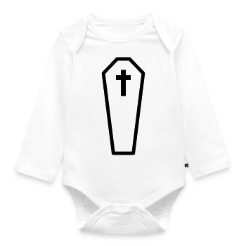 kontur sarg beerdigen kreuz grab friedhof tot grab - Baby Bio-Langarm-Body - Weiß - Vorne