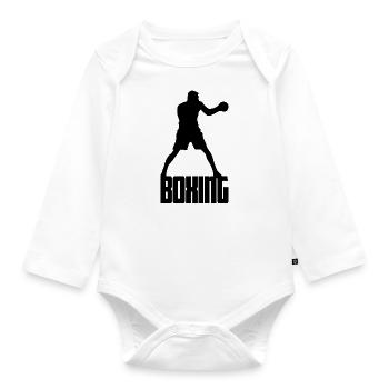 Boxen Boxer Kickboxen Kickboxer Kampfsport Sport - Baby Bio-Langarm-Body - Weiß - Vorne