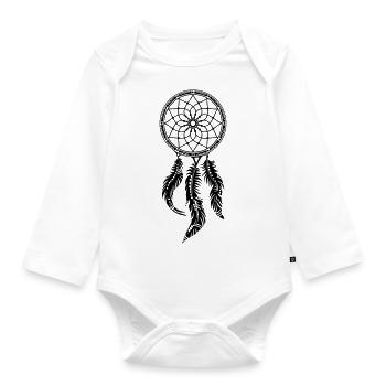 Indianischer Traumfänger, Federn, dreamcatcher, - Baby Bio-Langarm-Body - Weiß - Vorne