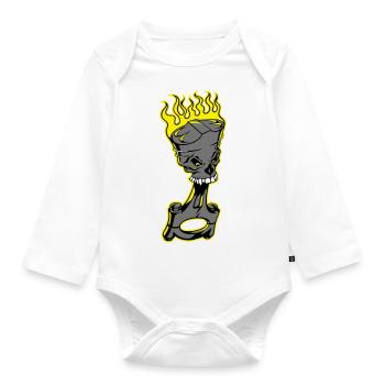Piston - Burning piston with skull - Organic Longsleeve Baby Bodysuit - white - Front