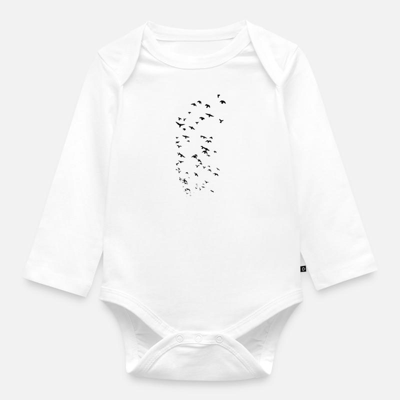 oiseaux - Body Bébé bio manches longues - blanc