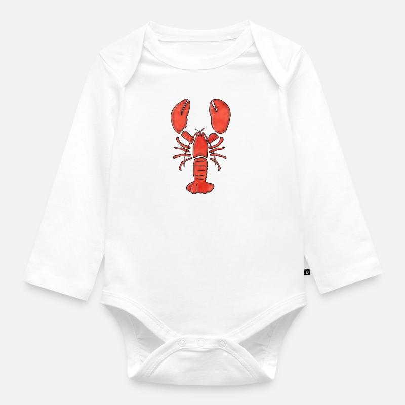 Graphique de l'image du homard - Body Bébé bio manches longues - blanc