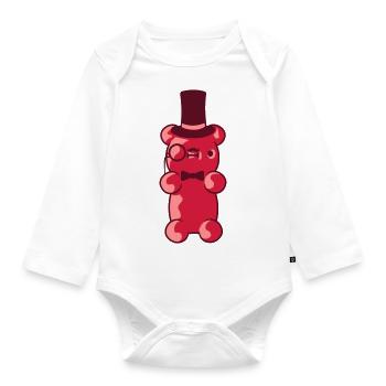 Lustiges Gentleman Gummibaerchen - Baby Bio-Langarm-Body - Weiß - Vorne