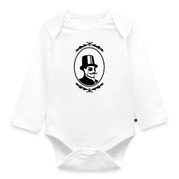 gentleman burglar vintage retro style - Organic Longsleeve Baby Bodysuit - white - Front