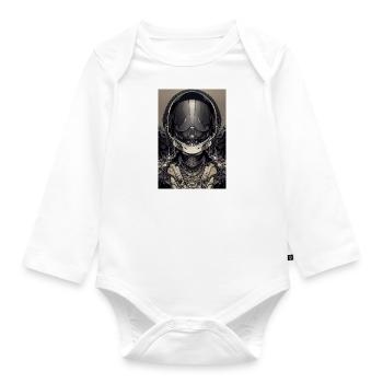 Abstract foreigner on a stick - Organic Longsleeve Baby Bodysuit - white - Front