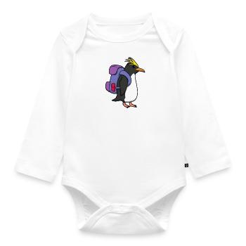Plodding Pinguin Wildlife Abenteuer Wandern - Baby Bio-Langarm-Body - Weiß - Vorne