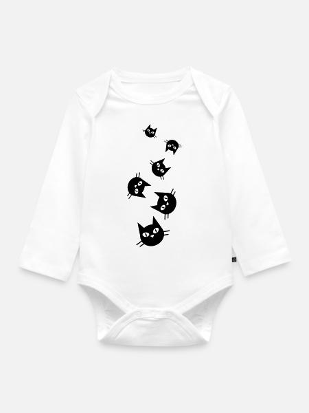 Katze Kopf - Baby Bio-Langarm-Body - Weiß