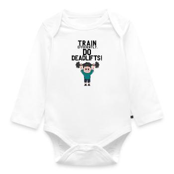 Deadlifting, powerlifter, gym, motivation - Body Bébé bio manches longues - blanc - Devant