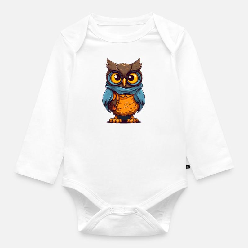 eule - Baby Bio-Langarm-Body - Weiß