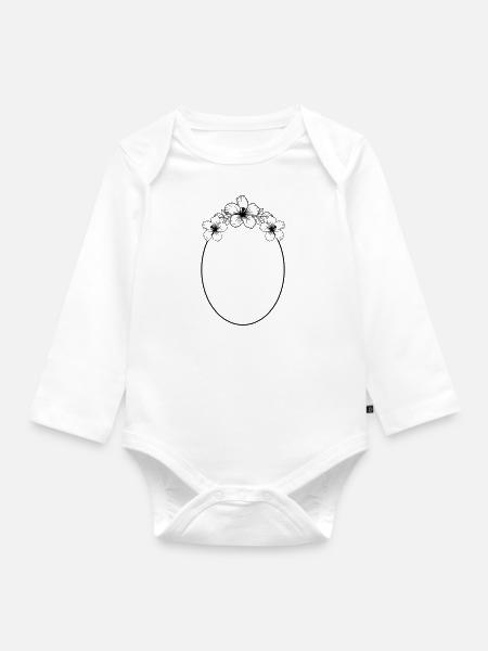 Hibiscus Boho Flower 3 - Baby Bio-Langarm-Body - Weiß