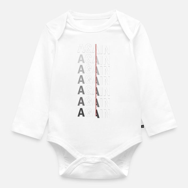 Again Again Again Again - Organic Longsleeve Baby Bodysuit - white