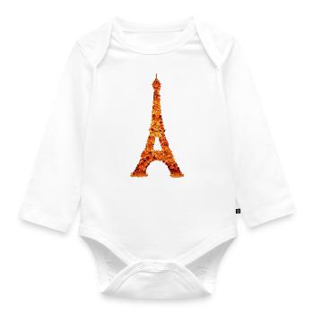 Automne à Paris Eiffenturm feuillage feuilles colorées - Body Bébé bio manches longues - blanc - Devant