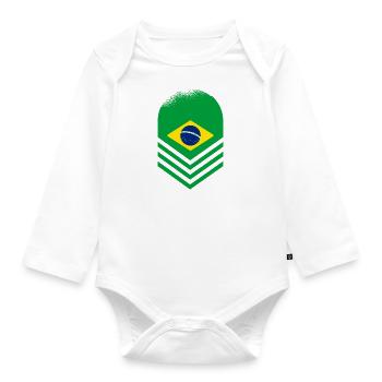 Brasilien Flagge Brasilianische Fahne Südamerika - Baby Bio-Langarm-Body - Weiß - Vorne
