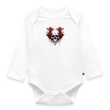 Gothic Skull Roses Art Graphic Fashion - Organic Longsleeve Baby Bodysuit - white - Front
