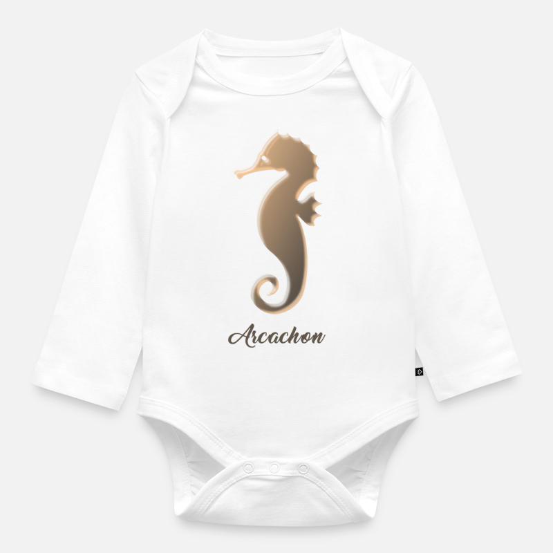 Seepferdchen - Baby Bio-Langarm-Body - Weiß