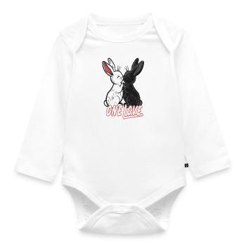 2 niedliche Hasen schwarz und weiss - Baby Bio-Langarm-Body - Weiß - Vorne
