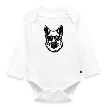 Schäferhund Hund Hundekopf - Baby Bio-Langarm-Body - Weiß - Vorne