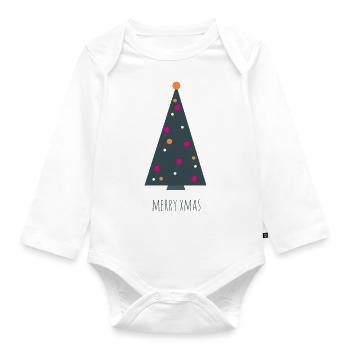 Christmas Tree Merry Xmas - Organic Longsleeve Baby Bodysuit - white - Front