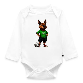 Hunde Fussball grün - Baby Bio-Langarm-Body - Weiß - Vorne