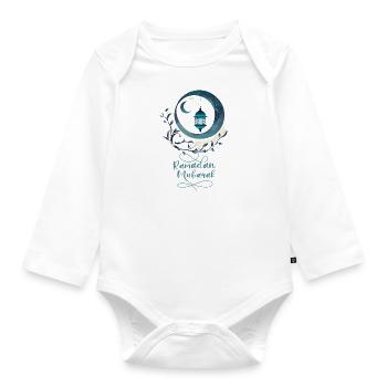 Ramadan Gift Eid Mubarak Islam Allah Muslim - Organic Longsleeve Baby Bodysuit - white - Front