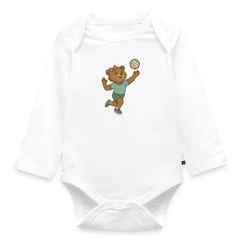 Volleyball - Bärin - Baby Bio-Langarm-Body - Weiß - Vorne