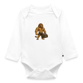 Fitness – Leeuw - Baby bio-rompertje met lange mouwen - wit - Voor
