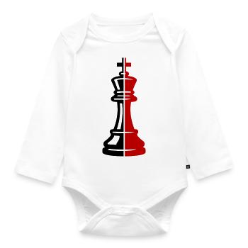 Schach König Figur - Baby Bio-Langarm-Body - Weiß - Vorne