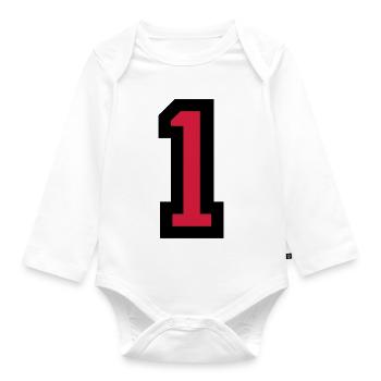 Number One 1 - Organic Longsleeve Baby Bodysuit - white - Front
