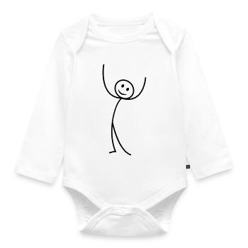 Strichmännchen - Baby Bio-Langarm-Body - Weiß - Vorne