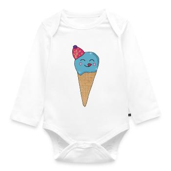 Cornet de crème glacée - Body Bébé bio manches longues - blanc - Devant