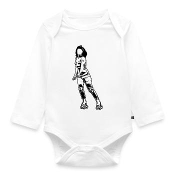 Roller Skating Woman - Organic Longsleeve Baby Bodysuit - white - Front