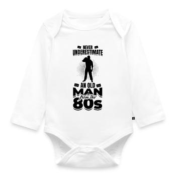 80s grandfather - Organic Longsleeve Baby Bodysuit - white - Front