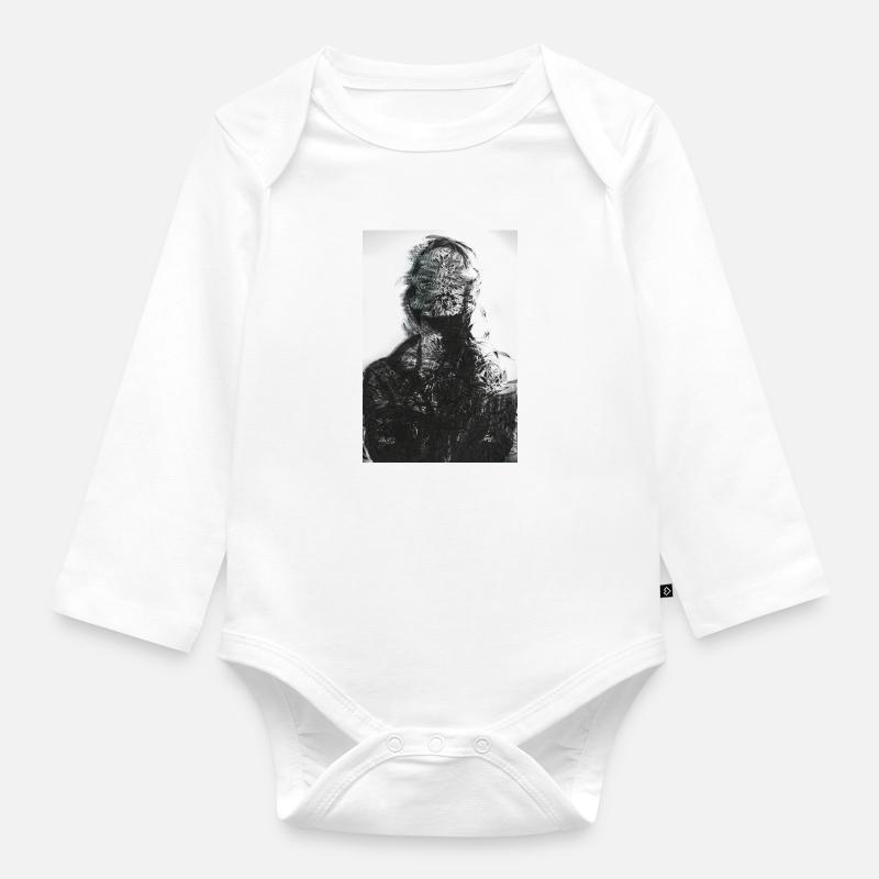 Abstrakt Gothic - Baby Bio-Langarm-Body - Weiß