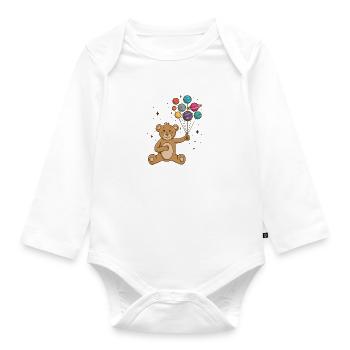 Teddy Bear Planet Balloons Astronaut - Organic Longsleeve Baby Bodysuit - white - Front
