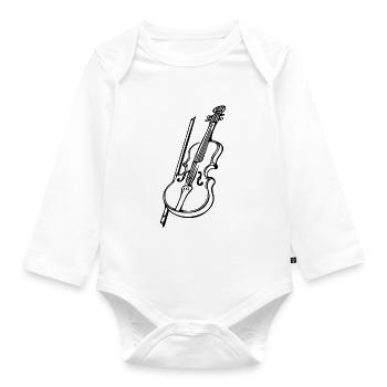Antike Geige mit Geigenbogen - Baby Bio-Langarm-Body - Weiß - Vorne