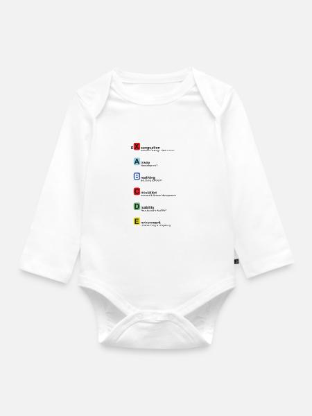 ABCDE deutsch - Baby Bio-Langarm-Body - Weiß