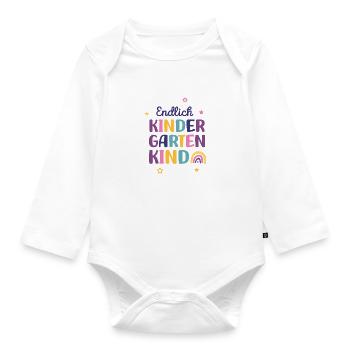 Ich bin ein Kitakind 2023 / Kindergartenkind - Baby Bio-Langarm-Body - Weiß - Vorne