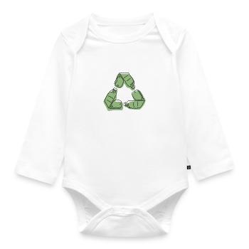 Recycling Flaschen - Baby Bio-Langarm-Body - Weiß - Vorne