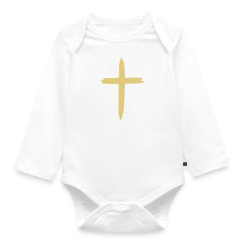 cross kreuz by csDesign - Jesuskreuz - Cross - Organic Longsleeve Baby Bodysuit - white - Front